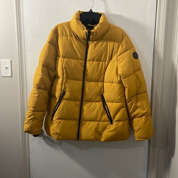 HFX Jackets & Coats Mustard Color Puffer Jacket With Removable Hood
